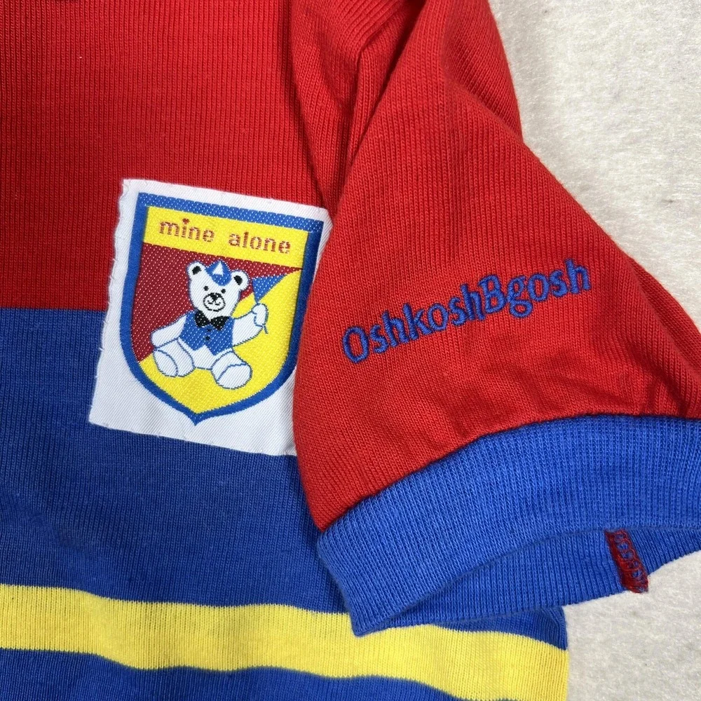 Vintage OshKosh B'gosh Polo Shirt‎ Kids 6 Red Blue Striped Yogi Bear 80s - Picture 4 of 8